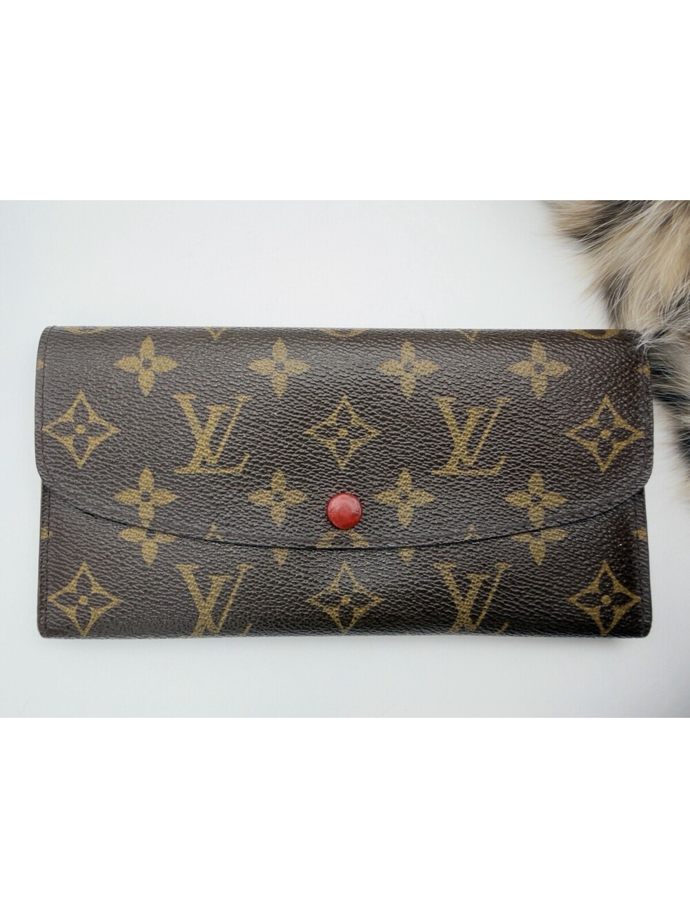 Authentic Louis Vuitton LV Portefeuille Emilie Long Wallet Browns Red Rouge
